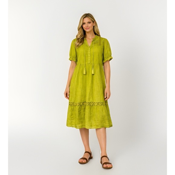 indigo Rose Dresses & Skirts - Indigo Rose lime green midi dress L(with imperfections) read description